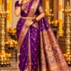 Royal Purple Banarasi Saree Portrait