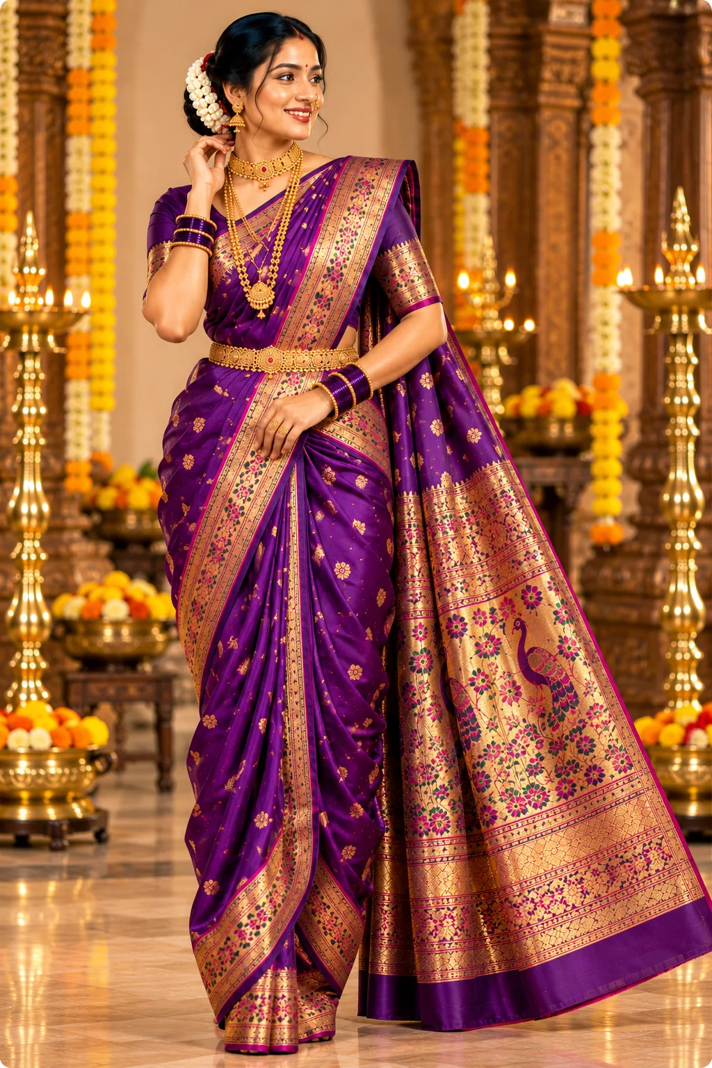 Royal Purple Banarasi Saree Portrait
